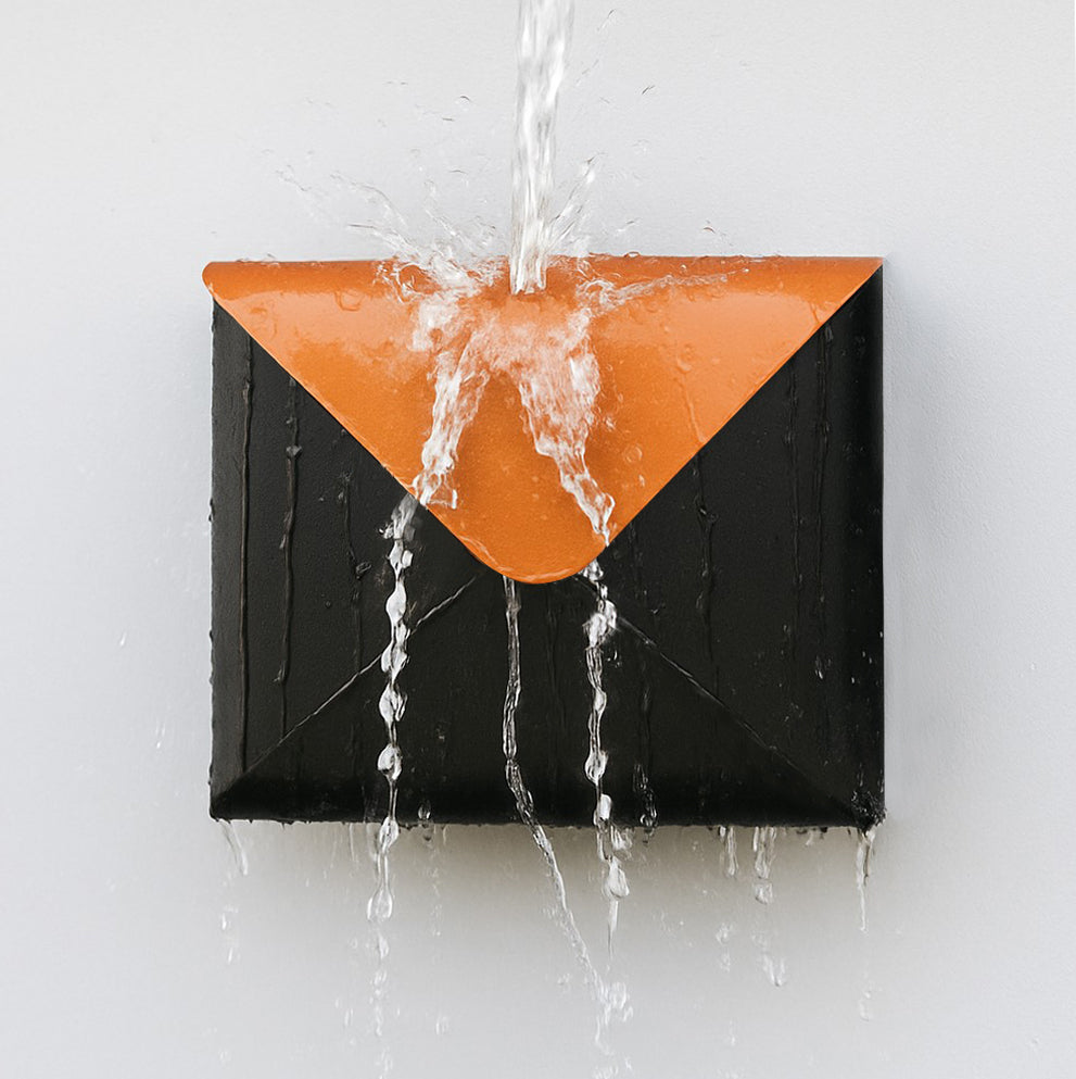 Sleek Envelope Mailbox, Black & Copper Lid
