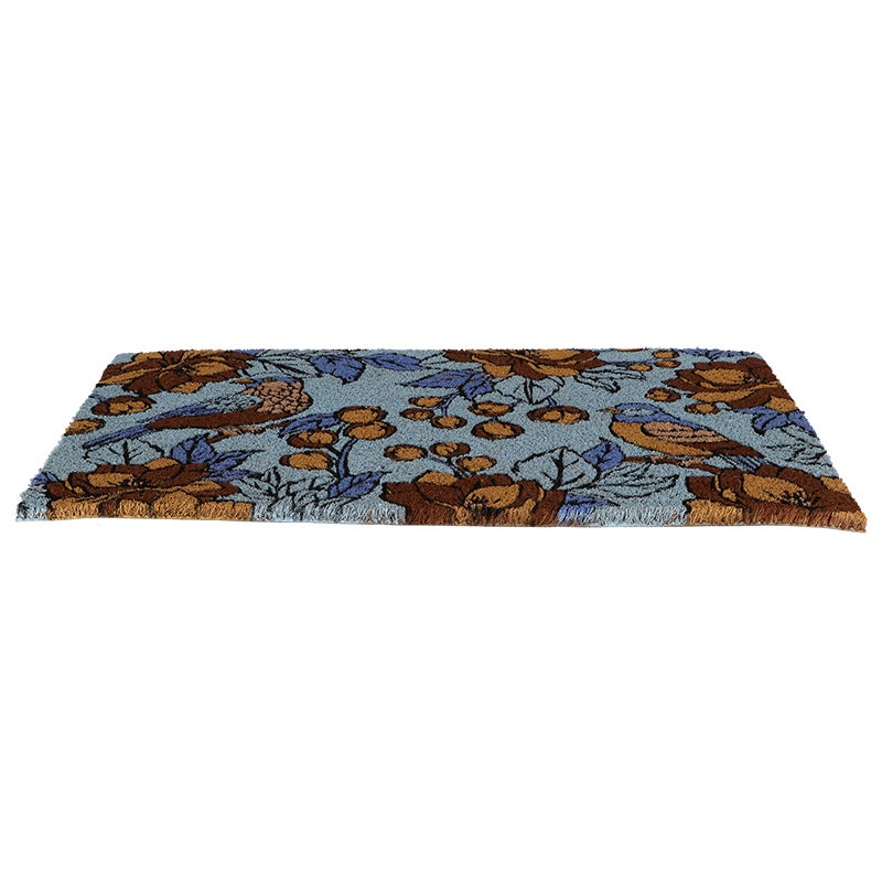 Doormat Coir Floral Blue L