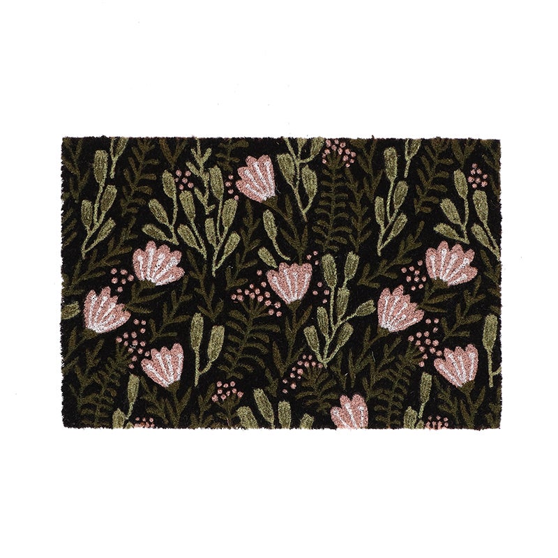 Doormat Coir Floral Black M