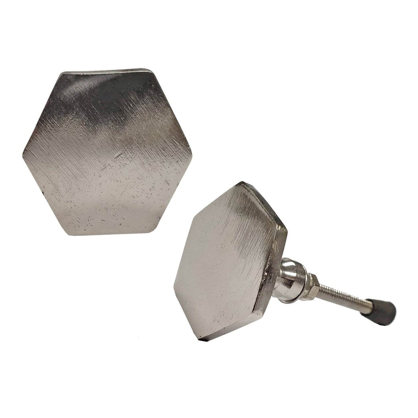 "Bouton hexagonal fin, finition argentée, 50 % de réduction"