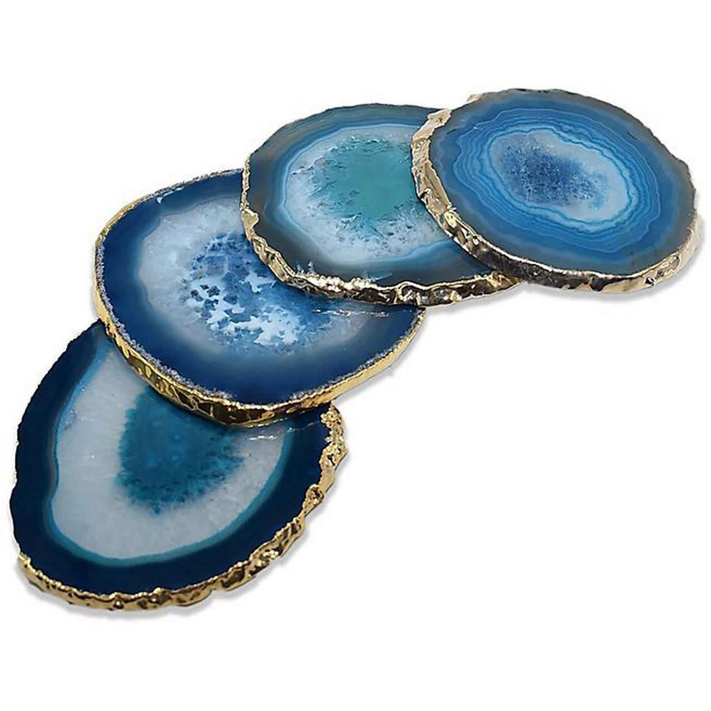 "Dessous de Verre Aqua Blue Agate, 4.5X4.5 in, Résine"