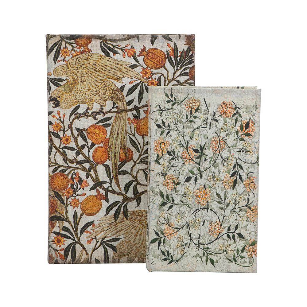 Set of 2 Decorative Book Boxes with Multi-Colored Floral Mo