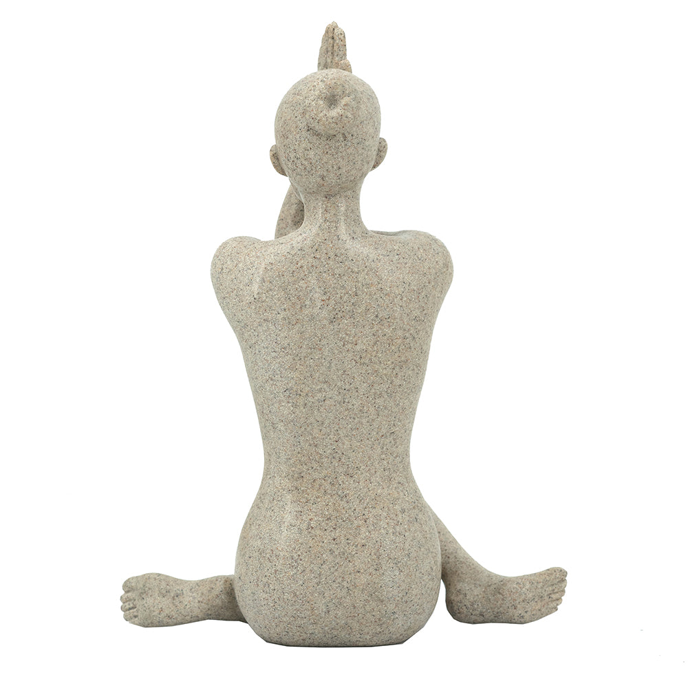 Beige Resin and Stone Yoga Figurine in Anjali Mudra Pose