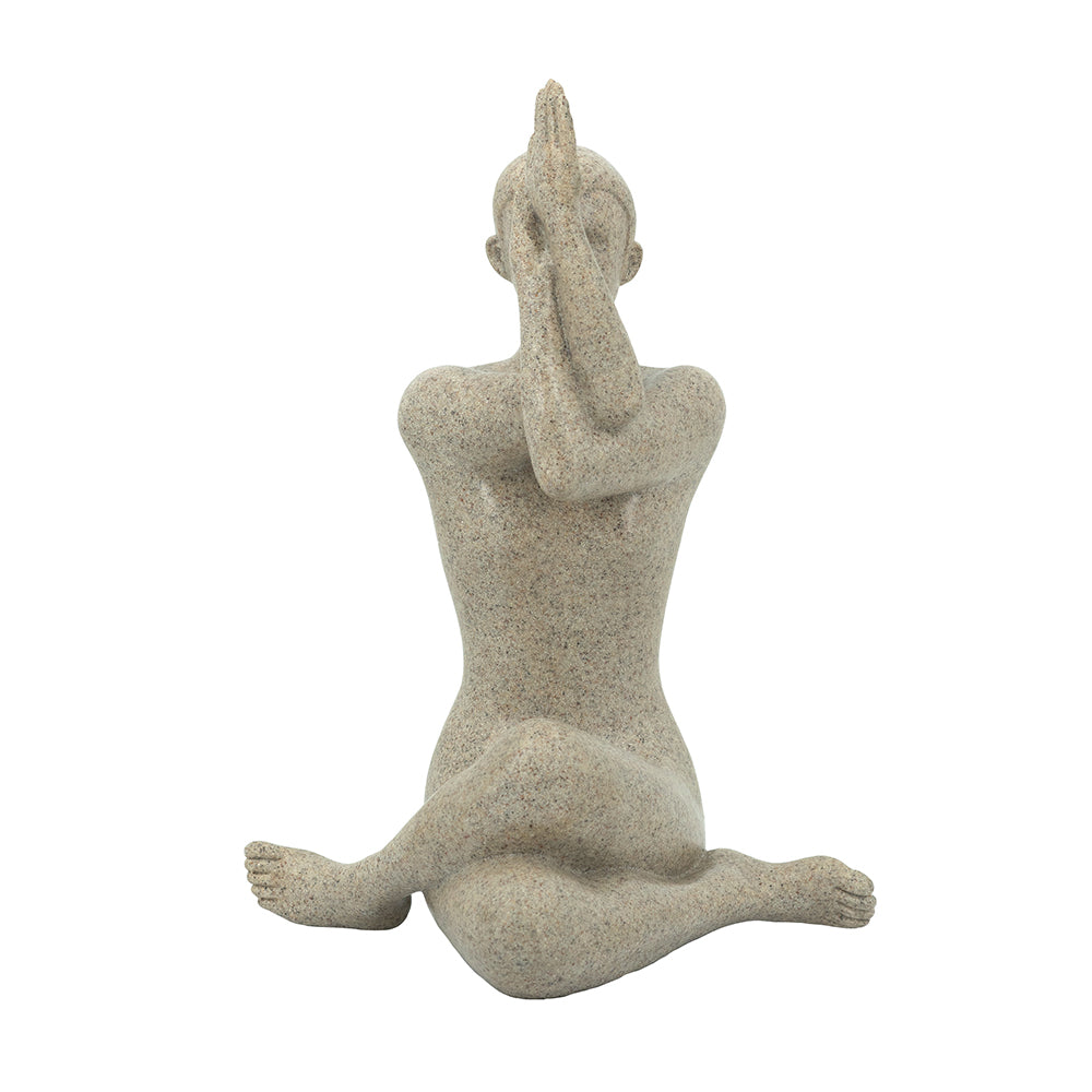 Beige Resin and Stone Yoga Figurine in Anjali Mudra Pose