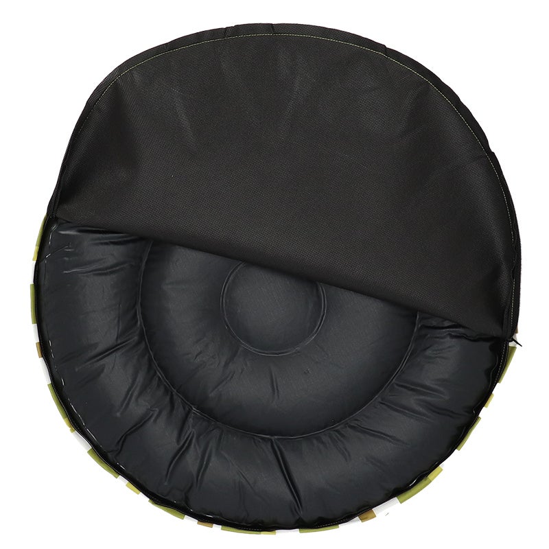 Striped Outdoor Pouffe Green Orange