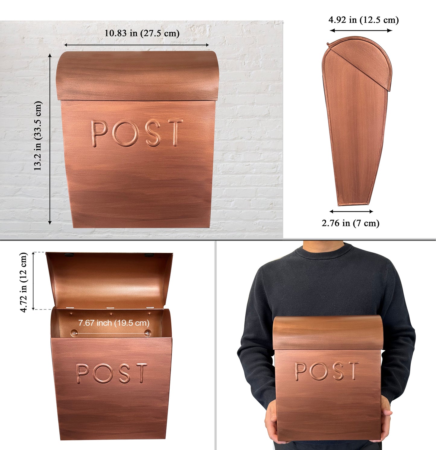Sylvia Small Euro Mailbox, Copper