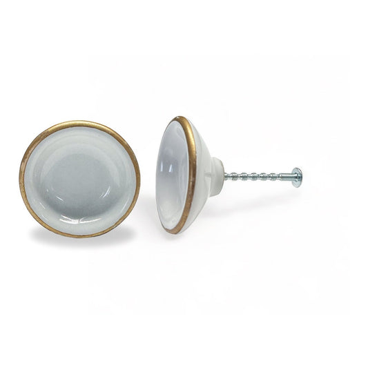 Bouton en céramique blanc antique, boutons vintage pour armoires, portes et meubles