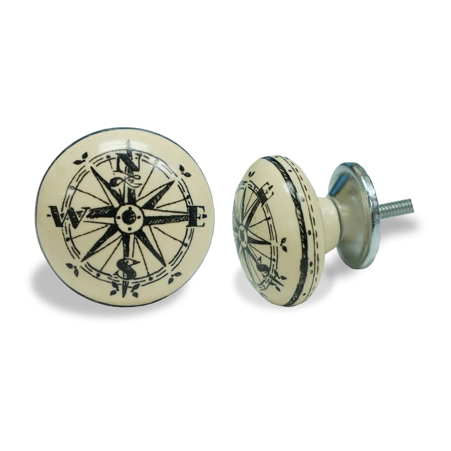 Compass Ball Knob Ceramic