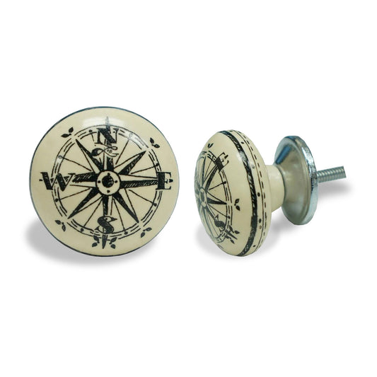 Compass Ball Knob Ceramic