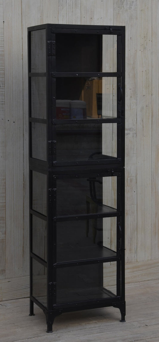 Divided Iron Frame Glass Displayer, Antique Black