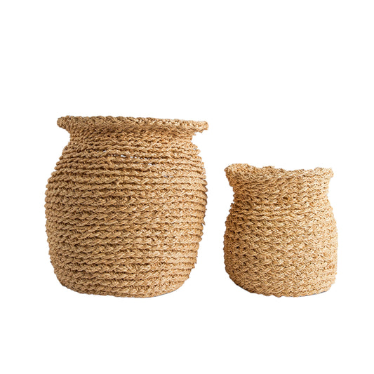 Panier de jardinière en palmier tissé Isabell, grand