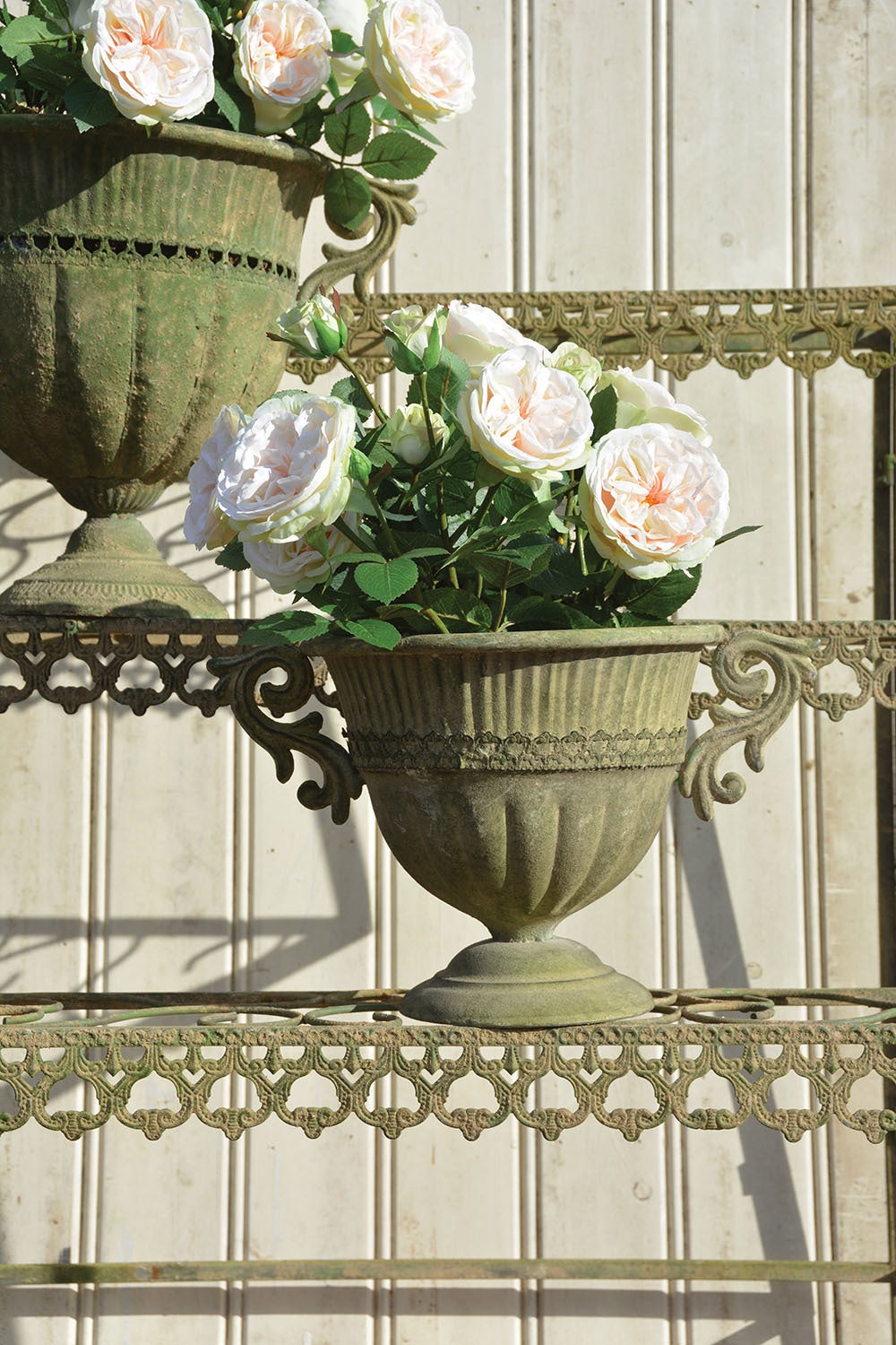 Aged Metal Green Urn Round S