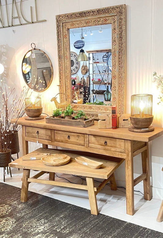 Mao 3 Drawer Console, Elmwood