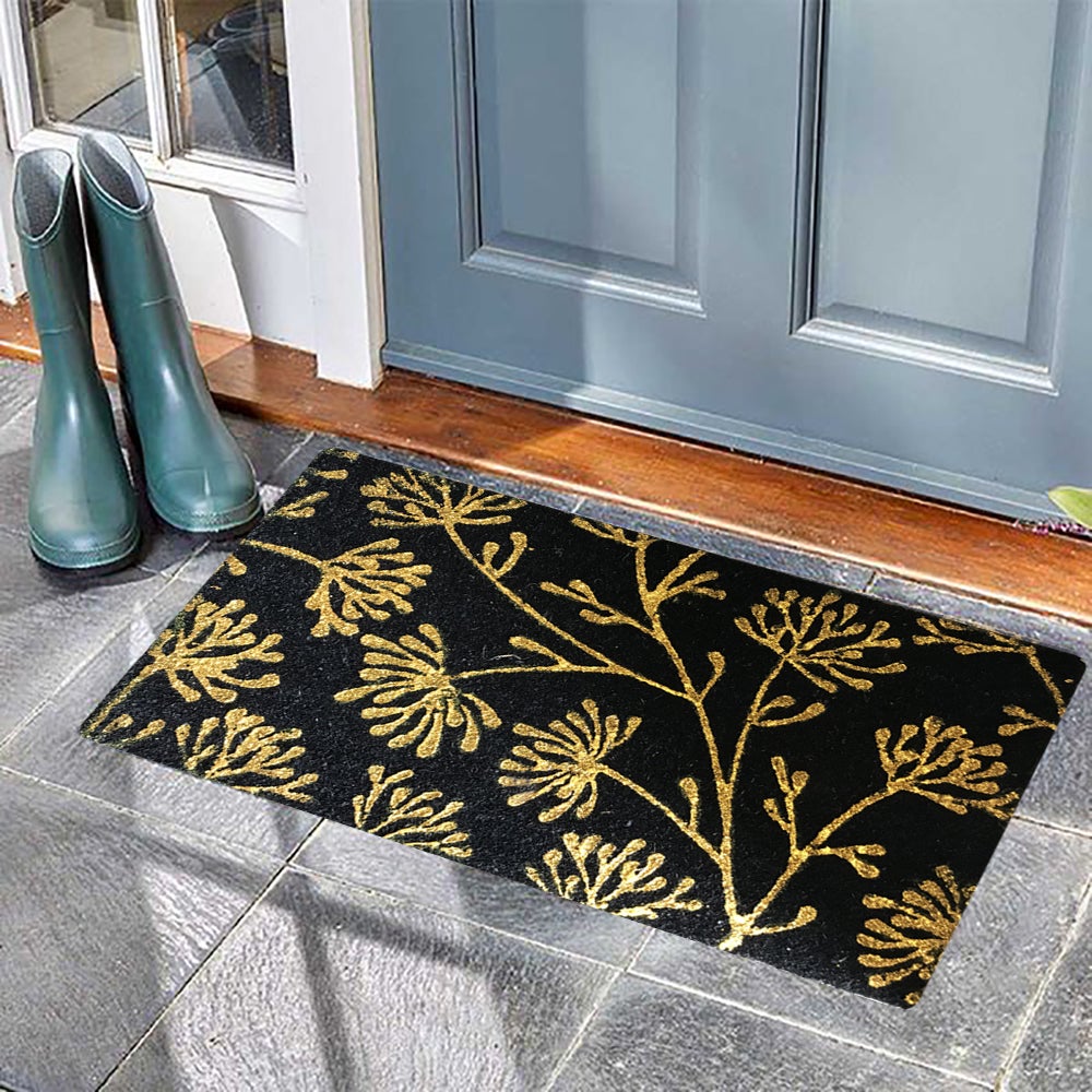Paillasson en coco floral, tapis d'entrée faits à la main pour l'intérieur et l'extérieur, 18x30in, Glitter