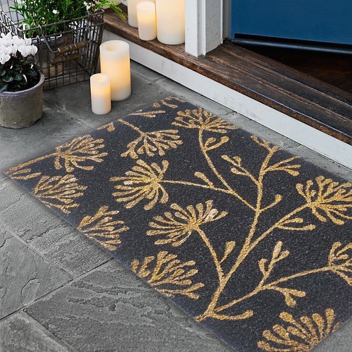 Paillasson en coco floral, tapis d'entrée faits à la main pour l'intérieur et l'extérieur, 18x30in, Glitter