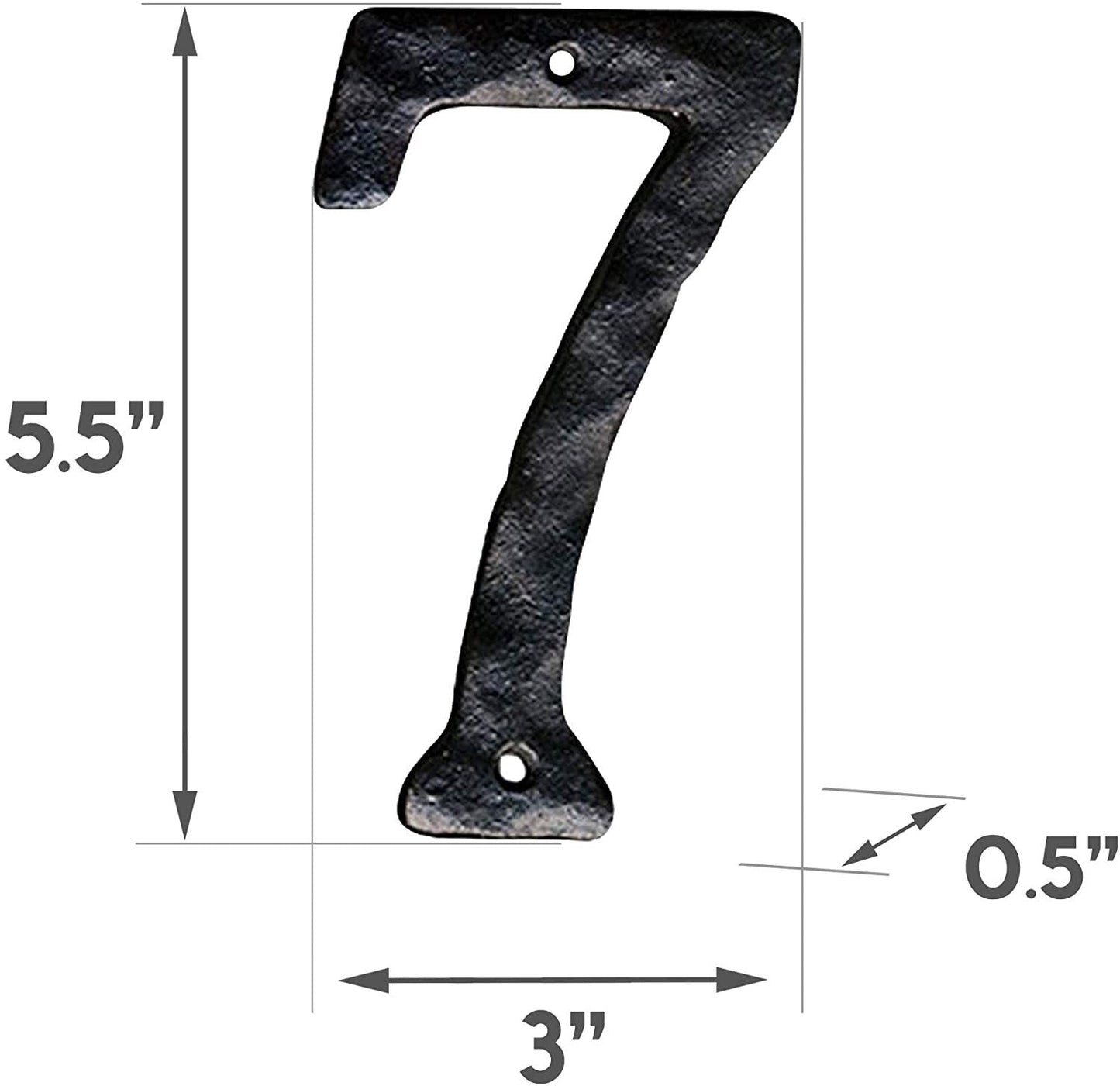 Numéro d'adresse en fonte forgé à la main 7, numéros de maison rustiques, 5,5 pouces,