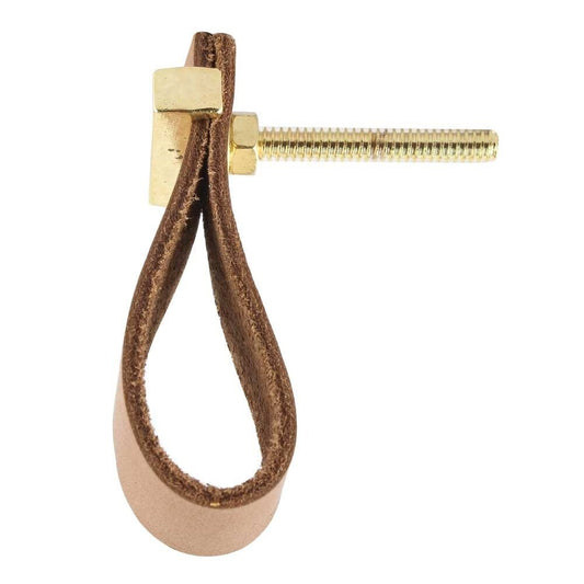 "Bouton Artisanal, Camel, Simili Cuir et Métal"