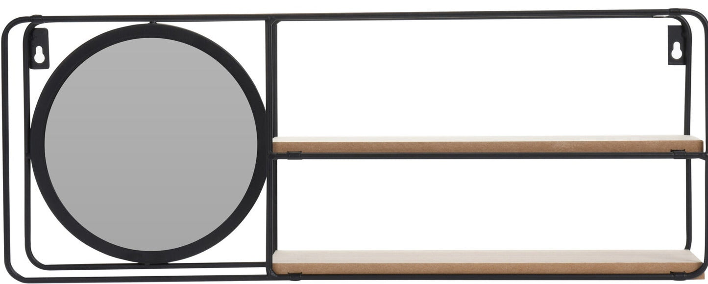"Support Mural Métallique Avec 2 Étagères Mdf, Charge Max. 5Kg,