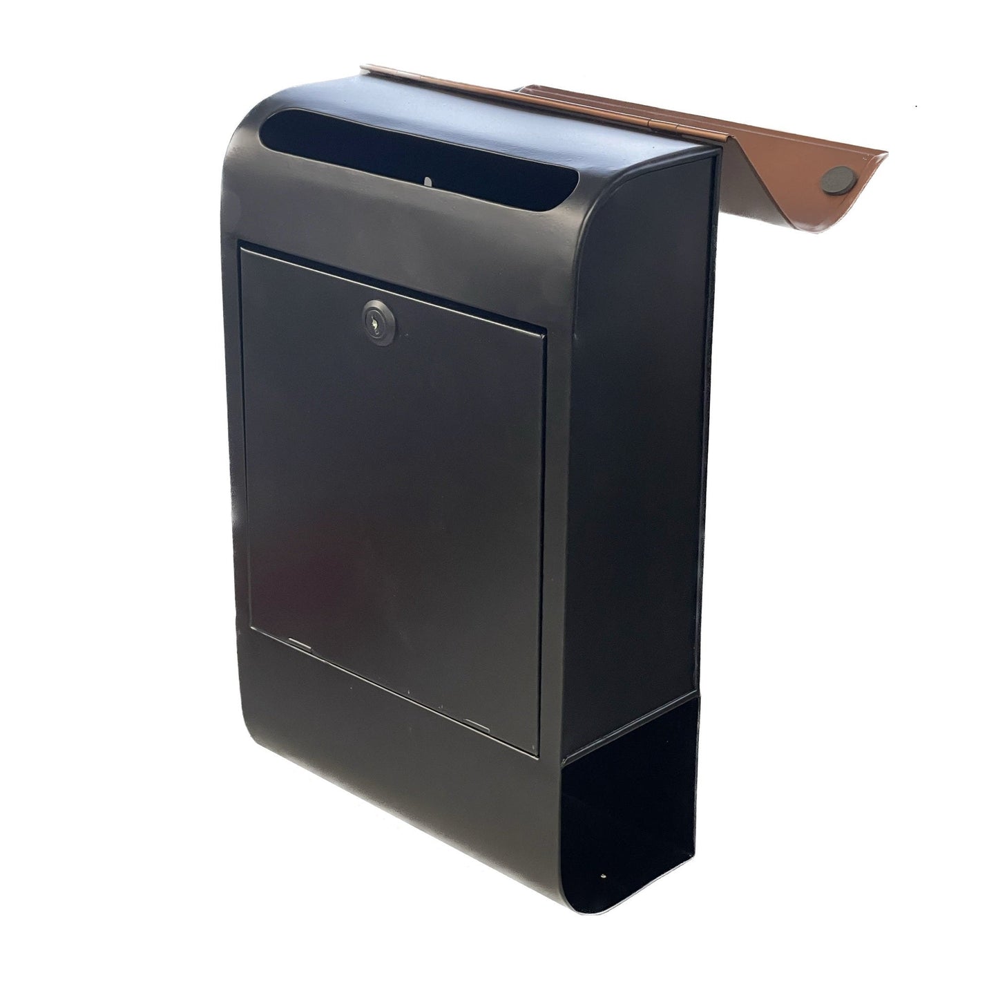 "Boîte Aux Lettres Dominion Iron Noir & Cuivre, Avec Serrure & Support"