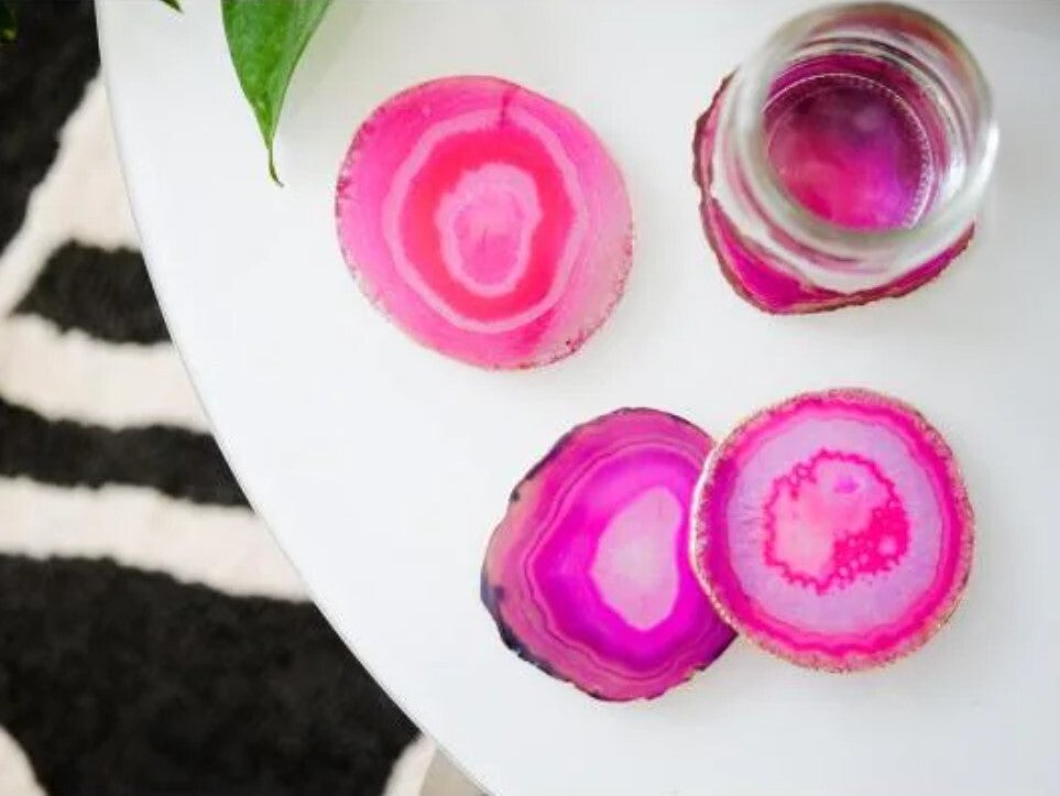 "Sous-verres en agate rose, 4,5 x 4,5 po, *Prix par sous-verre*"