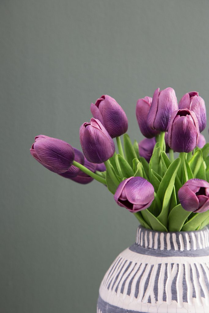 Lot de 9 tulipes artificielles violettes