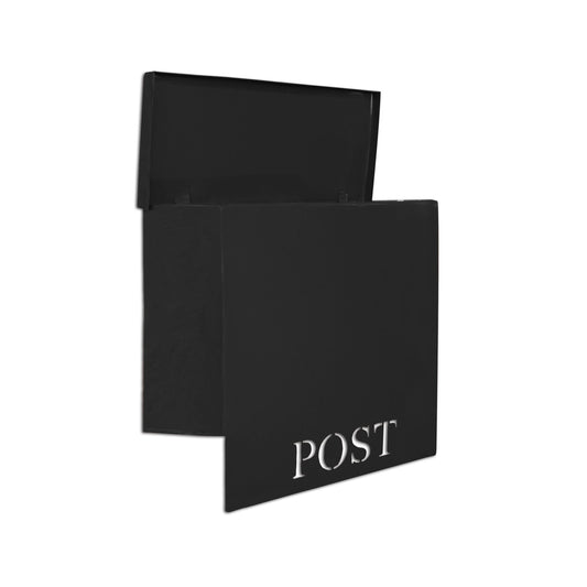 Boîte aux lettres murale en fer Stanley avec inscription découpée "POST" - Noir