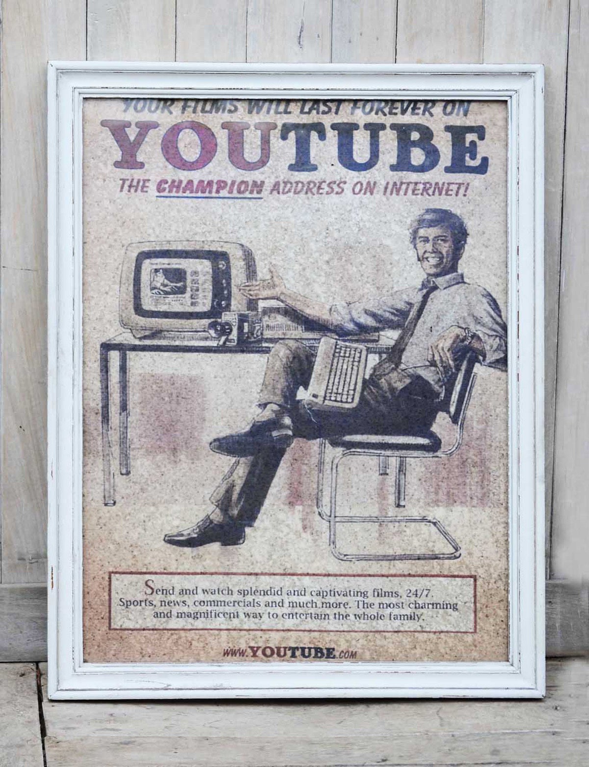"Cadre d'affiche vintage YOUTUBE, 30 % de réduction"
