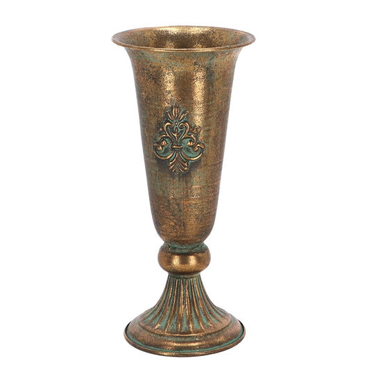 Aged Metal Flower Vase