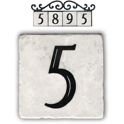 5, classic marble number tile