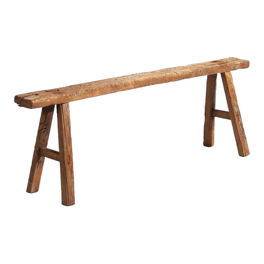 Antique Skinny Wooden Bench, Size 65-95 in