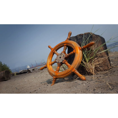 Ancienne roue de bateau antique, environ 26 pouces de large