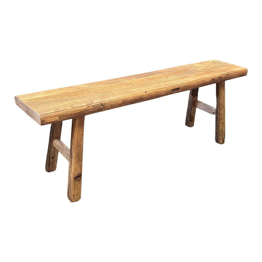 Wooden Bench 59 in, Natural Recyled Elmwood