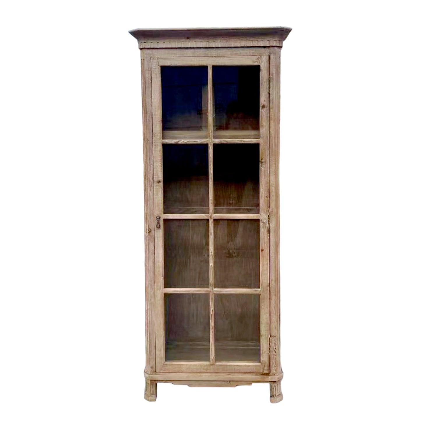 Recycled Old Pine Glass Cabinet, White Wash