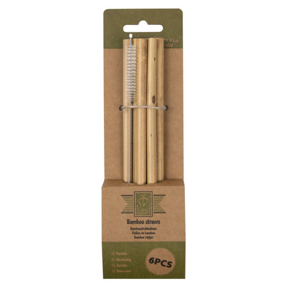 Pailles en bambou avec brosse de nettoyage