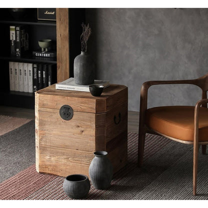 Reclaimed Wooden Side Table With Storage