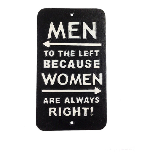 Men Left Sign Cast Iron