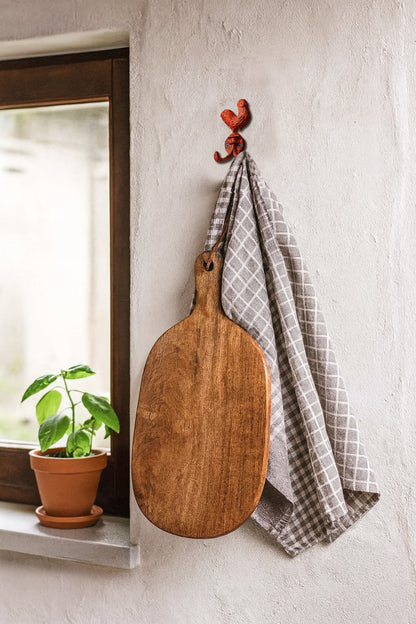 Rooster Dbl Hook Cast Iron Red
