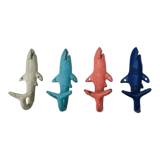 Crochet de requin en fonte antique, crochet mural nautique, 4 couleurs assorties