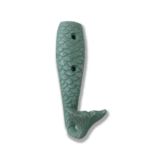 Mermaid Tail Hook, Cast Iron, Green