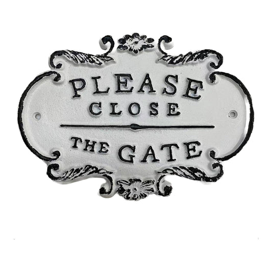 ~Please Close The Gate~ Plaque, Antique White