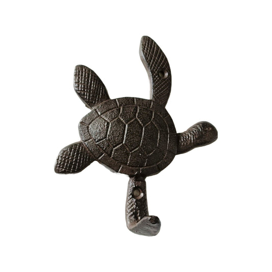 Crochet tortue en fonte, crochets muraux nautiques à suspendre, 6 pouces, marron