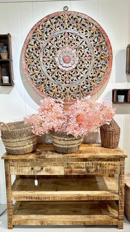 Table console en bois avec 2 tiroirs