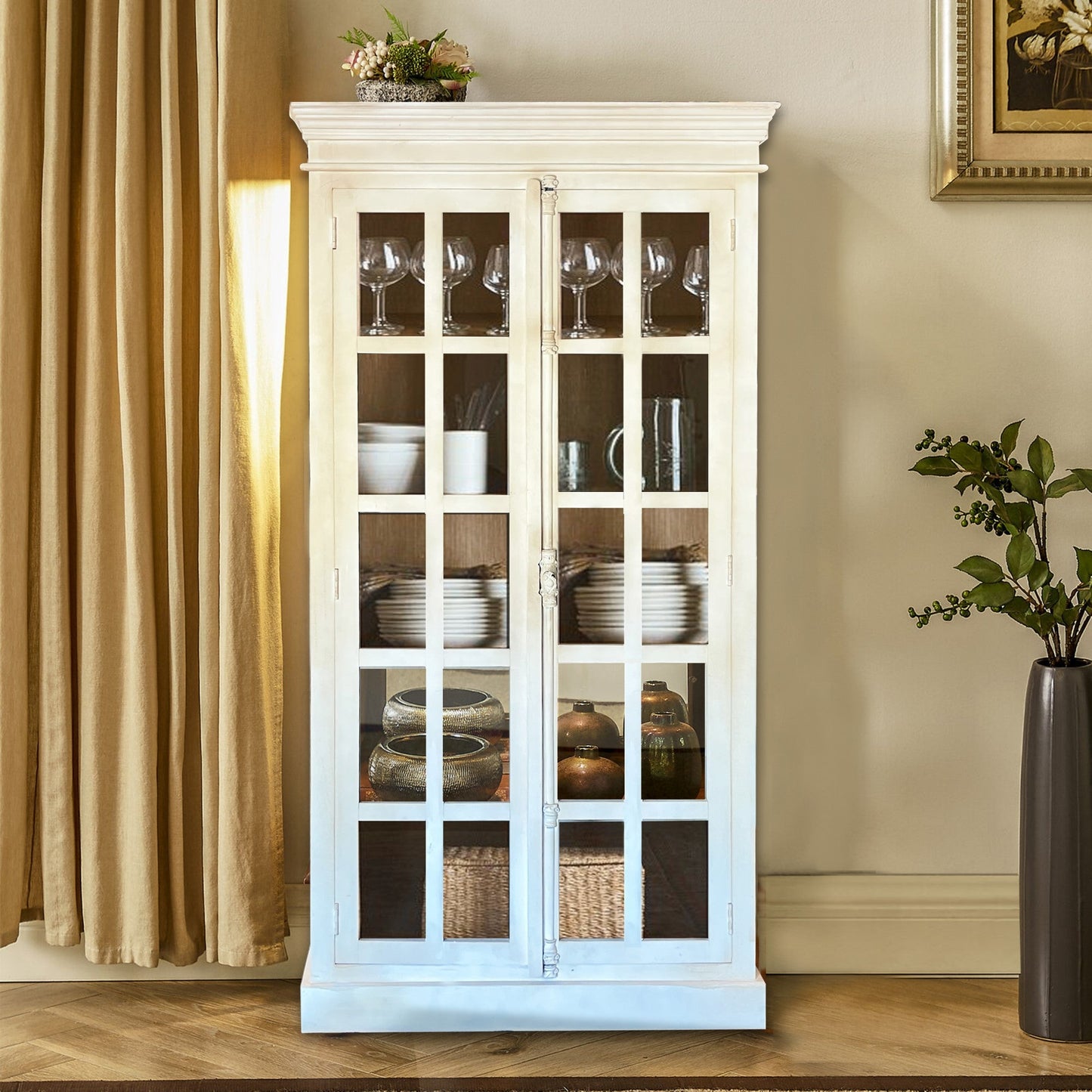 Tall Cabinet Displayer, Antique White