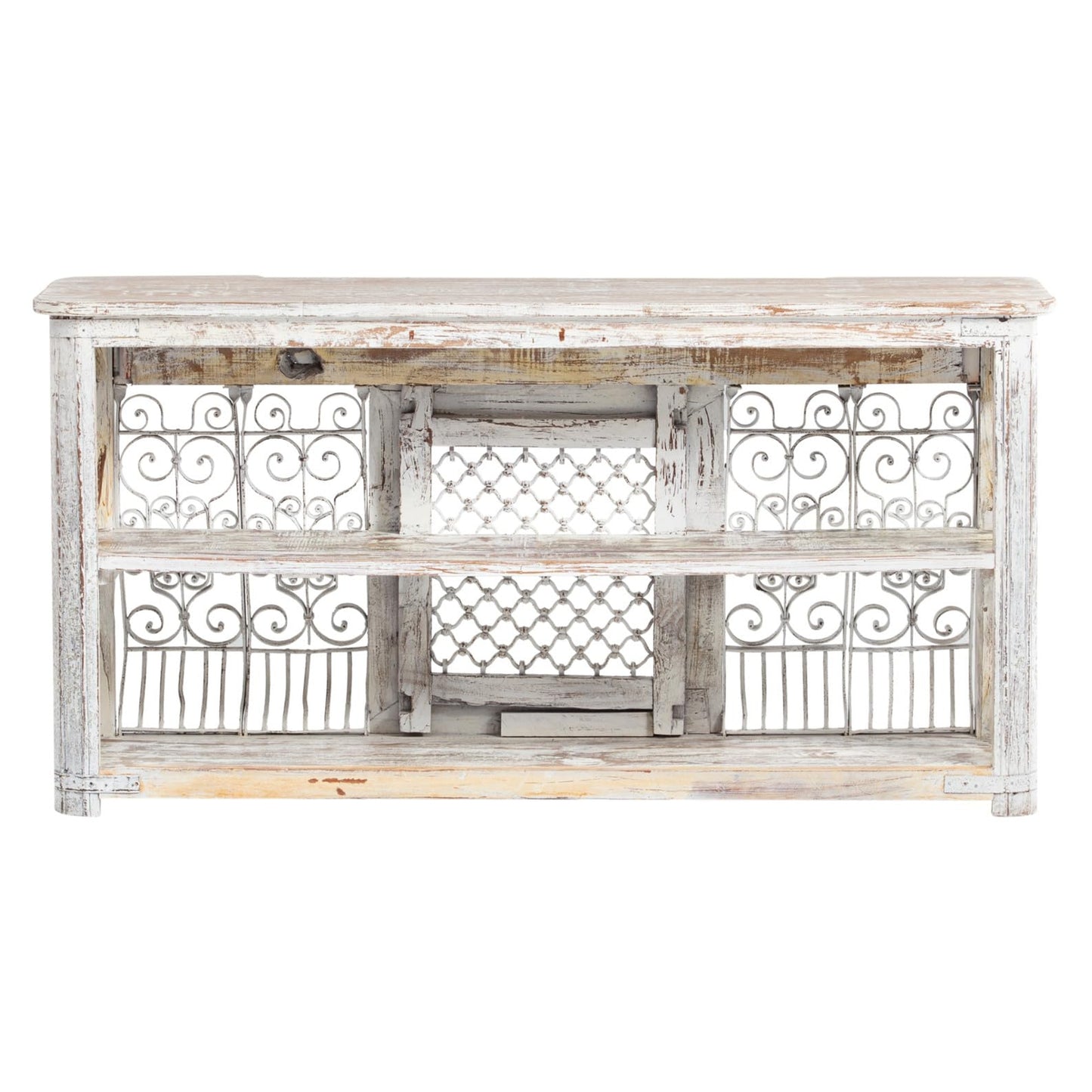 20% OFF Jali Wooden Console, Wrought Iron Panel