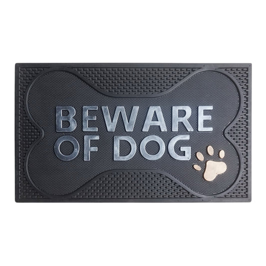 ~BEWARE OF DOG~ Rubber Doormat, Silver & Copper Finish