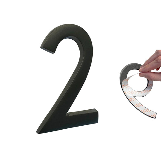 Self Adhesive Aluminum Number 2, 4 inch, Black
