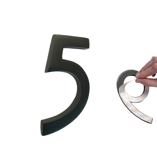 Self Adhesive Aluminum Number 5, 4 inch, Black