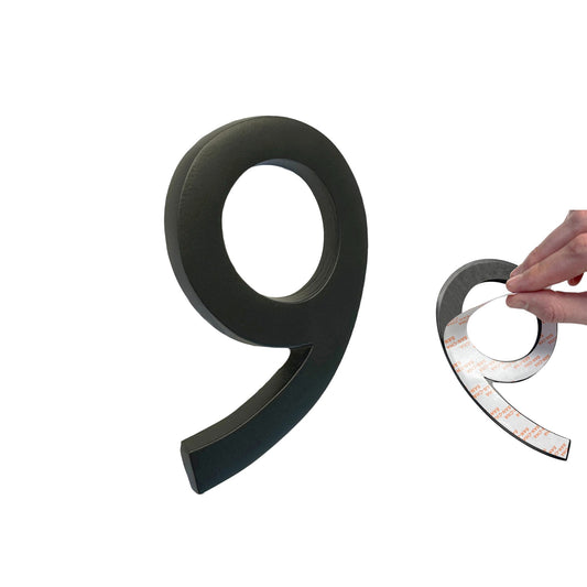 Self Adhesive Aluminum Number 9, 4 inch, Black