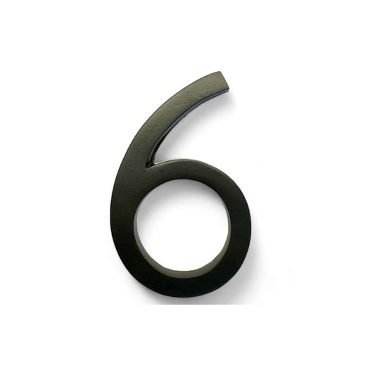 Self Adhesive Aluminum Number 6, 5 inch, Black
