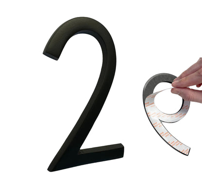 Self Adhesive Aluminum Number 2, 6 inch, Black